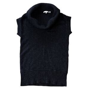 Vince. Cashmere Alpaca & Wool Blend Cowl Neck Sleeveless Black Sweater Large
